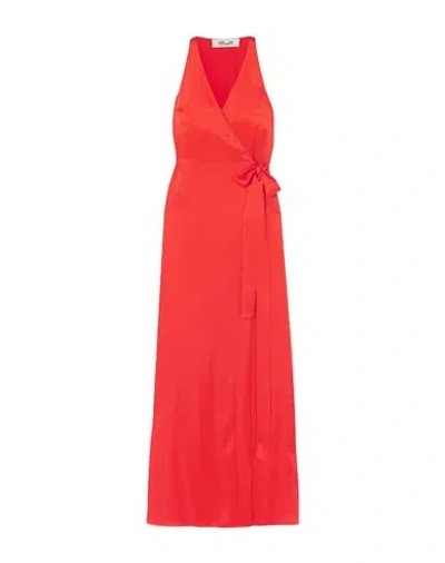 Diane Von Furstenberg Woman Maxi Dress Brick Red Size 14 Triacetate, Polyester In White