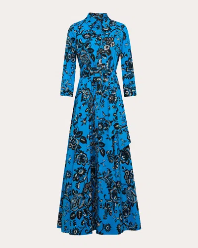 Diane Von Furstenberg Women's Blaine Printed Stretch Cotton-poplin Midi Dress In Blue