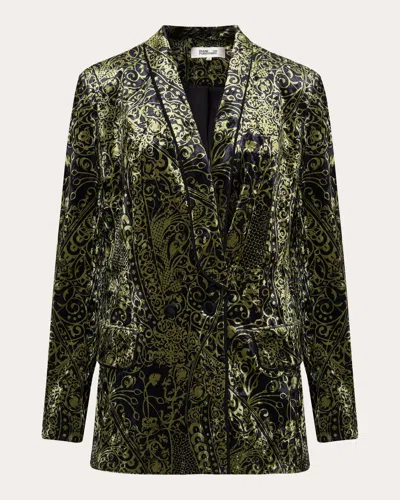 Diane Von Furstenberg Chiana Velvet Blazer In Green