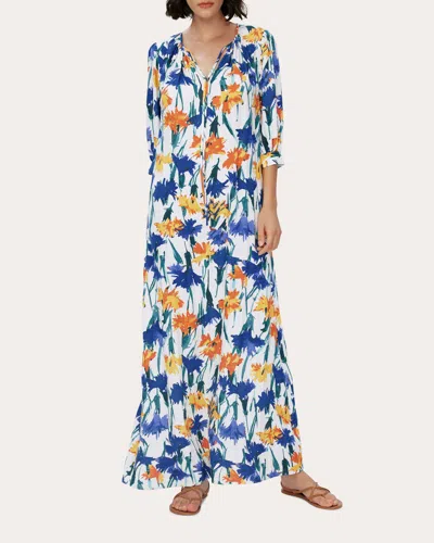 Diane Von Furstenberg Drogo Floral Print Maxi Dress In Dianthus Med Ivory
