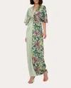 Diane Von Furstenberg Hattie Mixed Print Satin Maxi Dress In Green