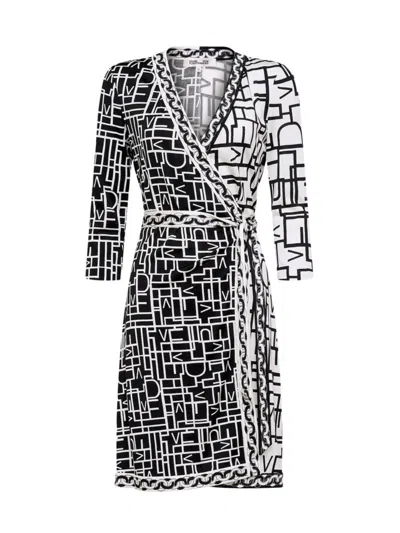 Diane Von Furstenberg Women's Hera Logo & Chain-link Mini Wrap Dress In Logo Love Black Chain