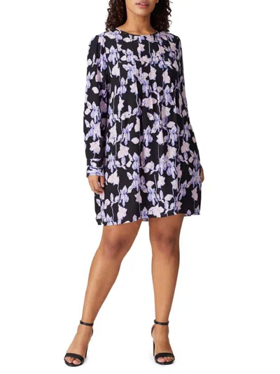 Diane Von Furstenberg Women's Joyce Floral Silk Pleated Shift Dress In  Black | ModeSens