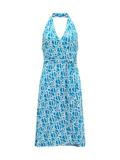 Diane Von Furstenberg Women's Nishi Abstract Cotton-blend Mini Wrap Dress In Infinite Geo Teal