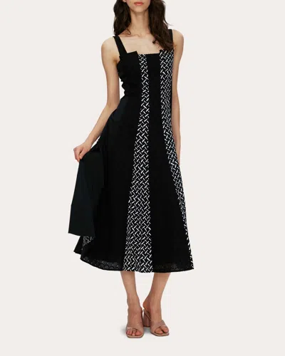 Diane Von Furstenberg Otto Geometric-print Square-neck Midi Dress In Black