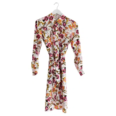Pre-owned Diane Von Furstenberg Women's Prita Floral Silk Dress, Size 2/uk6, New In Sand