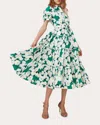 Diane Von Furstenberg Queena Tie Belt Stretch Cotton Midi Dress In Green