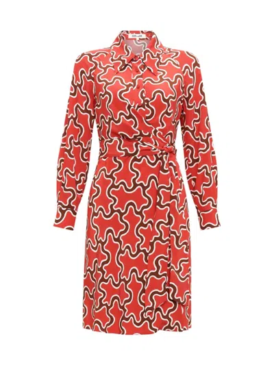 Diane Von Furstenberg Women's Sophie Tie-waist Minidress In Cloud Patch Red
