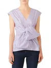 DIANE VON FURSTENBERG WOMEN'S STRIPED TIE FRONT TOP