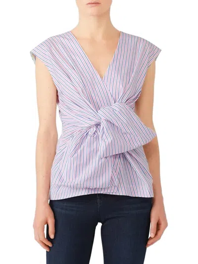 Diane Von Furstenberg Women's Striped Tie Front Top In Pink