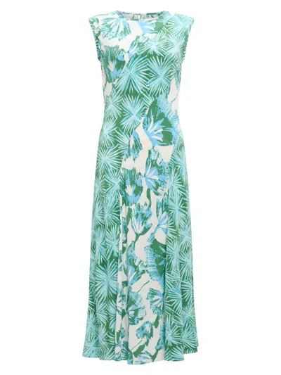 Diane Von Furstenberg Women's Sunniva Trees Sleeveless Midi-dress In Sea Trees Sea Holley