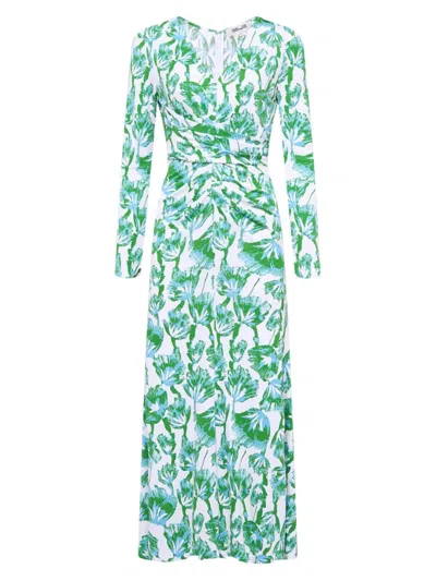 Diane Von Furstenberg Women's Timmy Floral Jersey Dress In Green