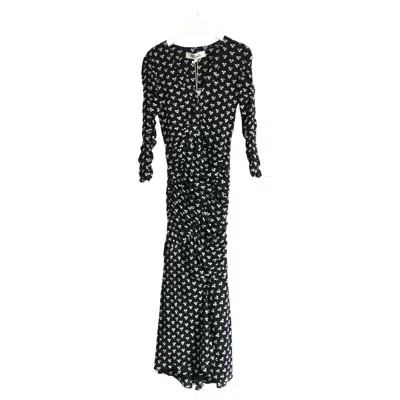 Pre-owned Diane Von Furstenberg Women's Xs Briella Ruched Mesh Dress, Black