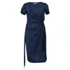 Diane Von Furstenberg Wood Grain Print Dress In Blue Polyester In Blue