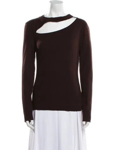 Pre-owned Diane Von Furstenberg Wool Bateau Neckline Sweater In Brown