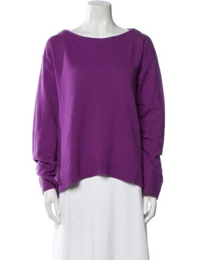 Pre-owned Diane Von Furstenberg Wool Bateau Neckline Sweater In Purple