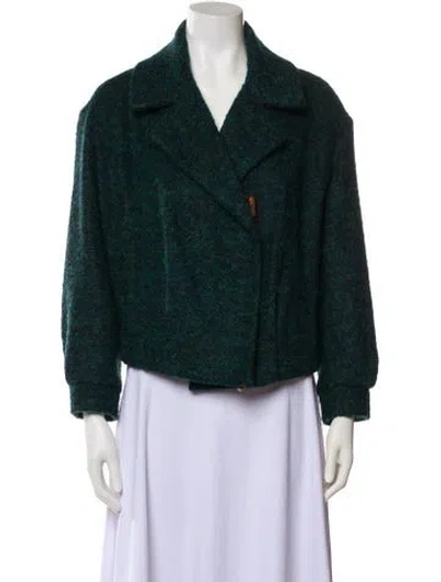Pre-owned Diane Von Furstenberg Wool Biker Jacket In Green