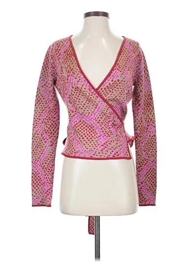 Pre-owned Diane Von Furstenberg Wool Cardigan Sweater In Pink