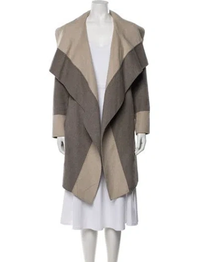 Pre-owned Diane Von Furstenberg Wool Colorblock Pattern Coat In Gray