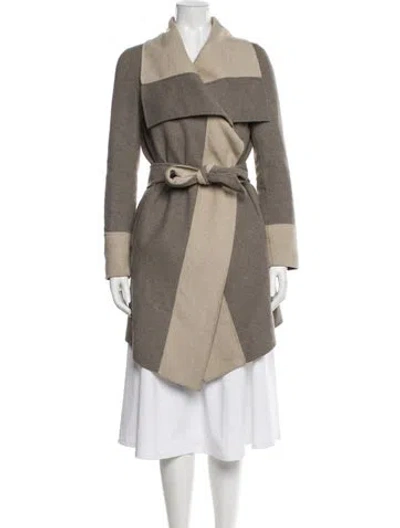 Pre-owned Diane Von Furstenberg Wool Colorblock Pattern Coat In Neutral
