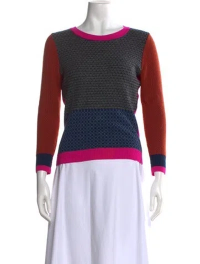 Pre-owned Diane Von Furstenberg Wool Colorblock Pattern Sweater In Pink