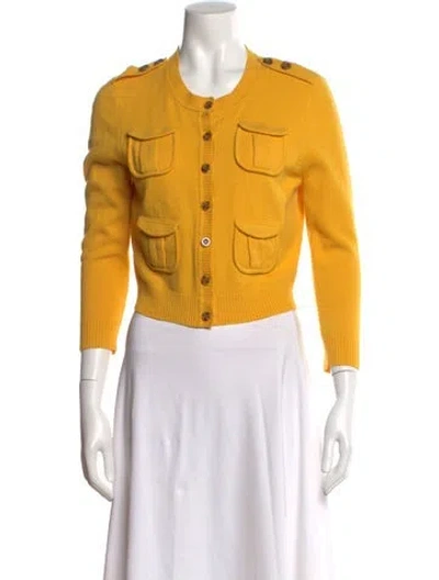 Pre-owned Diane Von Furstenberg Wool Crew Neck Sweater In Yellow