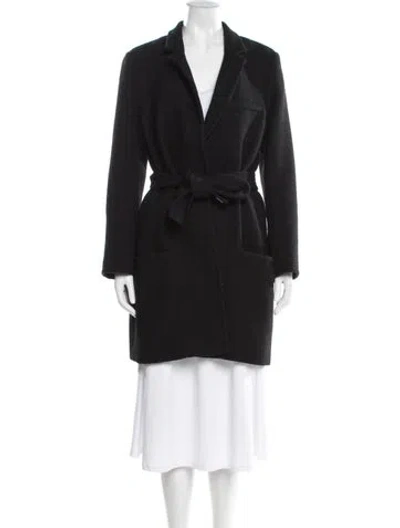 Pre-owned Diane Von Furstenberg Wool Faux Fur Coat In Black