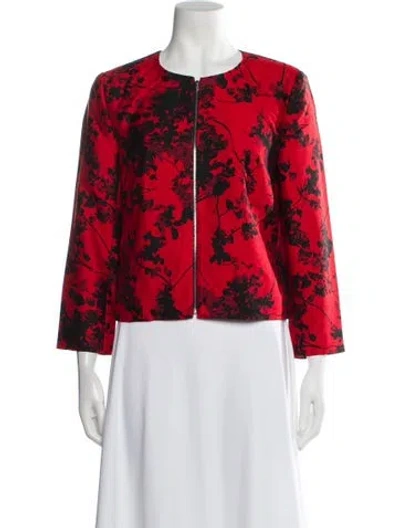 Pre-owned Diane Von Furstenberg Wool Floral Print Blouse In Red