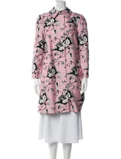 Pre-owned Diane Von Furstenberg Wool Floral Print Coat In Pink