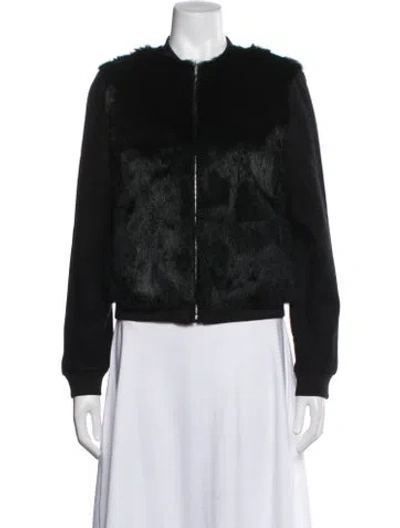 Pre-owned Diane Von Furstenberg Wool Fur Jacket In Black