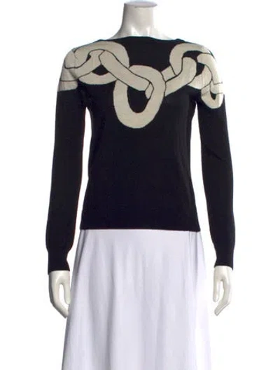Pre-owned Diane Von Furstenberg Wool Graphic Print Sweater In Black