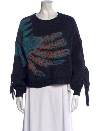 Pre-owned Diane Von Furstenberg Wool Graphic Print Sweater In Blue