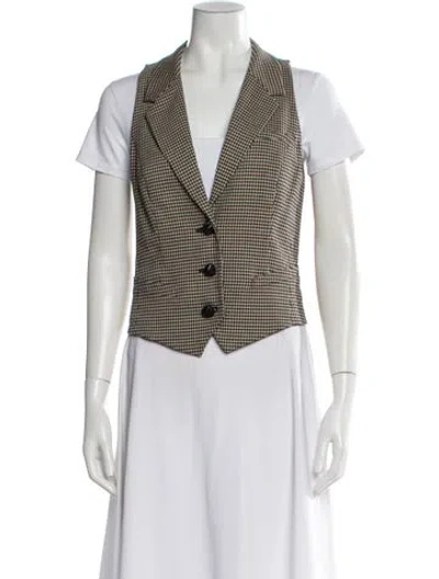 Pre-owned Diane Von Furstenberg Wool Houndstooth Print Blazer In Neutral