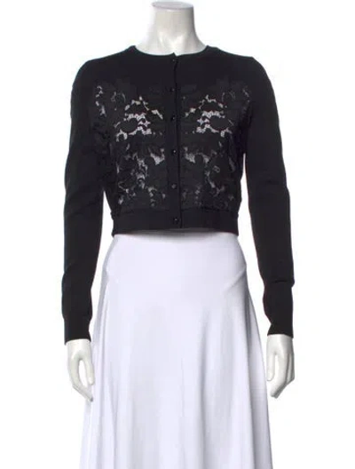 Pre-owned Diane Von Furstenberg Wool Lace Pattern Sweater In Black