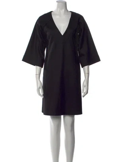 Pre-owned Diane Von Furstenberg Wool Mini Dress In Black