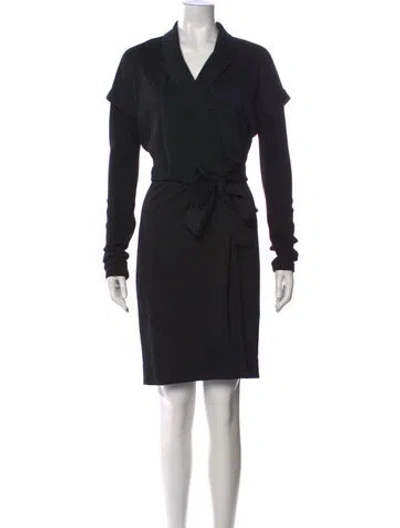 Pre-owned Diane Von Furstenberg Wool Mini Dress In Black