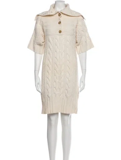 Pre-owned Diane Von Furstenberg Wool Mini Dress In Neutral
