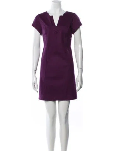 Pre-owned Diane Von Furstenberg Wool Mini Dress In Purple