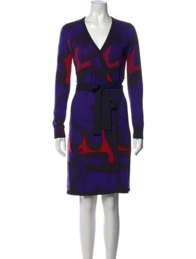 Pre-owned Diane Von Furstenberg Wool Mini Dress In Purple