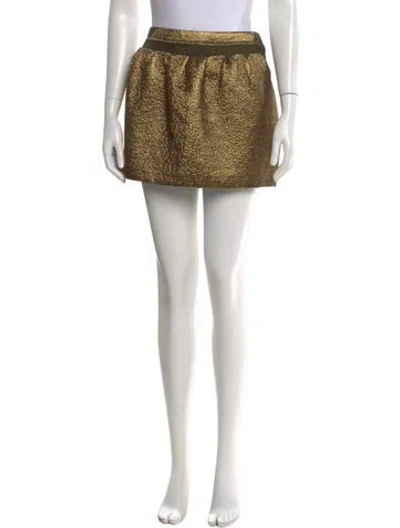 Pre-owned Diane Von Furstenberg Wool Mini Skirt In Gold
