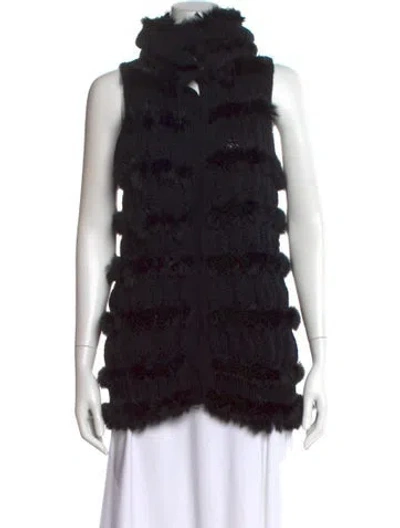 Pre-owned Diane Von Furstenberg Wool Mock Neck Sweater In Black