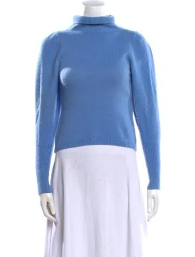 Pre-owned Diane Von Furstenberg Wool Mock Neck Sweatshirt In Blue