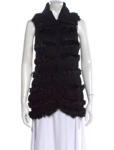 Pre-owned Diane Von Furstenberg Wool Open Front Sweater In Black