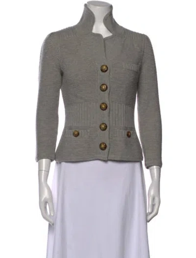 Pre-owned Diane Von Furstenberg Wool Open Front Sweater In Gray