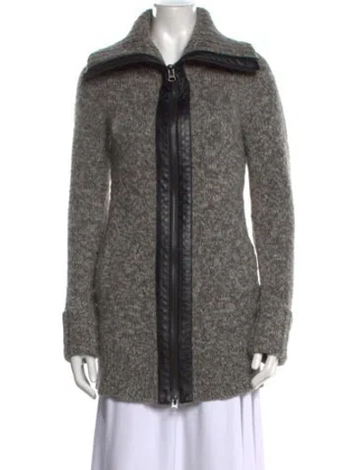Pre-owned Diane Von Furstenberg Wool Open Front Sweater In Grey