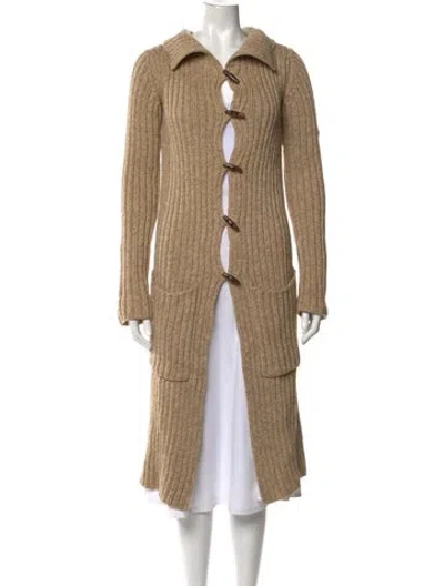 Pre-owned Diane Von Furstenberg Wool Open Front Sweater In Neutrals