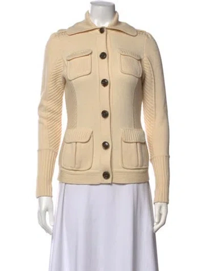 Pre-owned Diane Von Furstenberg Wool Open Front Sweater In Neutrals
