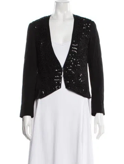 Pre-owned Diane Von Furstenberg Wool Patterned Evening Jacket In Black