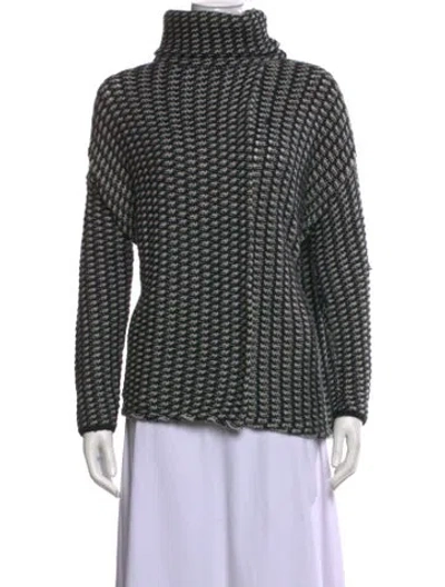 Pre-owned Diane Von Furstenberg Wool Patterned Sweater In Black/white