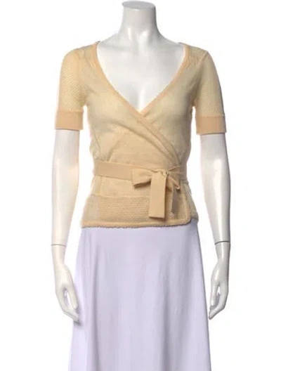Pre-owned Diane Von Furstenberg Wool Patterned Sweater In Gold/neutrals